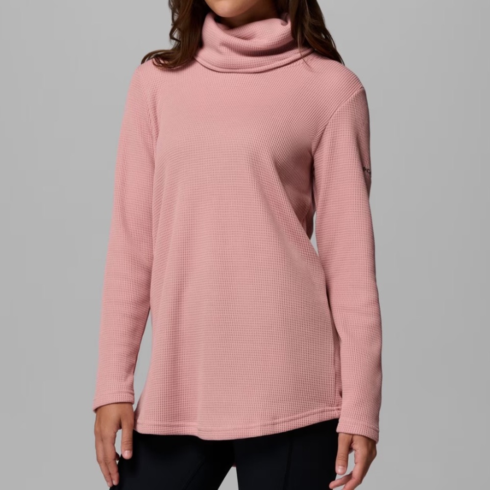 Women's Pink Cowl Neck Sweater - Lightweight Comfort
